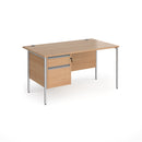 Contract 25 800mm Deep Straight Desk With 2 Drawer Pedestal & H-Frame Leg - Beech - NWOF
