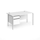 Contract 25 800mm Deep Straight Desk With 2 Drawer Pedestal & H-Frame Leg - White - NWOF