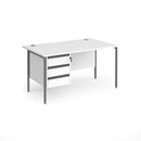 Contract 25 800mm Deep Straight Desk With 3 Drawer Pedestal & H-Frame Leg - White - NWOF