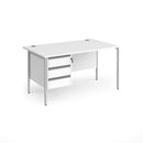 Contract 25 800mm Deep Straight Desk With 3 Drawer Pedestal & H-Frame Leg - White - NWOF