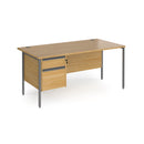 Contract 25 800mm Deep Straight Desk With 2 Drawer Pedestal & H-Frame Leg - Oak - NWOF