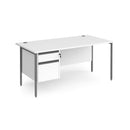 Contract 25 800mm Deep Straight Desk With 2 Drawer Pedestal & H-Frame Leg - White - NWOF
