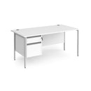 Contract 25 800mm Deep Straight Desk With 2 Drawer Pedestal & H-Frame Leg - White - NWOF