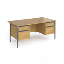 Contract 25 800mm Deep Straight Desk With 2 and 2 Drawer Pedestals & H-Frame Leg - Oak - NWOF