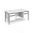 Contract 25 800mm Deep Straight Desk With 2 and 2 Drawer Pedestals & H-Frame Leg - White - NWOF