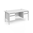 Contract 25 800mm Deep Straight Desk With 2 and 2 Drawer Pedestals & H-Frame Leg - White - NWOF