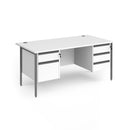 Contract 25 800mm Deep Straight Desk With 2 and 3 Drawer Pedestals & H-Frame Leg - White - NWOF