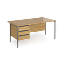 Contract 25 800mm Deep Straight Desk With 3 Drawer Pedestal & H-Frame Leg - Oak - NWOF