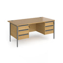 Contract 25 800mm Deep Straight Desk With 3 and 3 Drawer Pedestals & H-Frame Leg - Oak - NWOF