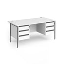 Contract 25 800mm Deep Straight Desk With 3 and 3 Drawer Pedestals & H-Frame Leg - White - NWOF