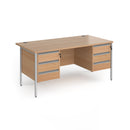 Contract 25 800mm Deep Straight Desk With 3 and 3 Drawer Pedestals & H-Frame Leg - Beech - NWOF