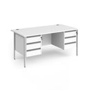 Contract 25 800mm Deep Straight Desk With 3 and 3 Drawer Pedestals & H-Frame Leg - White - NWOF