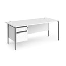 Contract 25 800mm Deep Straight Desk With 2 Drawer Pedestal & H-Frame Leg - White - NWOF