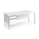 Contract 25 800mm Deep Straight Desk With 2 Drawer Pedestal & H-Frame Leg - White - NWOF