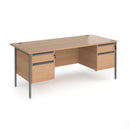 Contract 25 800mm Deep Straight Desk With 2 and 2 Drawer Pedestals & H-Frame Leg - Beech - NWOF