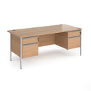 Contract 25 800mm Deep Straight Desk With 2 and 2 Drawer Pedestals & H-Frame Leg - Beech - NWOF
