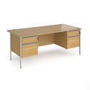 Contract 25 800mm Deep Straight Desk With 2 and 2 Drawer Pedestals & H-Frame Leg - Oak - NWOF