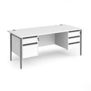 Contract 25 800mm Deep Straight Desk With 2 and 3 Drawer Pedestals & H-Frame Leg - White - NWOF
