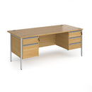 Contract 25 800mm Deep Straight Desk With 2 and 3 Drawer Pedestals & H-Frame Leg - Oak - NWOF