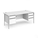 Contract 25 800mm Deep Straight Desk With 2 and 3 Drawer Pedestals & H-Frame Leg - White - NWOF