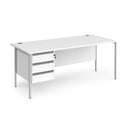 Contract 25 800mm Deep Straight Desk With 3 Drawer Pedestal & H-Frame Leg - White - NWOF
