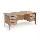 Contract 25 800mm Deep Straight Desk With 3 and 3 Drawer Pedestals & H-Frame Leg - Beech - NWOF