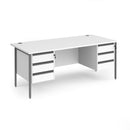 Contract 25 800mm Deep Straight Desk With 3 and 3 Drawer Pedestals & H-Frame Leg - White - NWOF