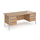 Contract 25 800mm Deep Straight Desk With 3 and 3 Drawer Pedestals & H-Frame Leg - Beech - NWOF