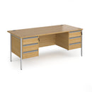 Contract 25 800mm Deep Straight Desk With 3 and 3 Drawer Pedestals & H-Frame Leg - Oak - NWOF