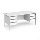 Contract 25 800mm Deep Straight Desk With 3 and 3 Drawer Pedestals & H-Frame Leg - White - NWOF