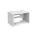 Contract 25 800mm Deep Straight Desk With 2 Drawer Pedestal & Panel Leg - White - NWOF