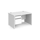 Contract 25 800mm Deep Straight Desk With 2 Drawer Pedestal & Panel Leg - White - NWOF