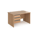 Contract 25 800mm Deep Straight Desk With 3 Drawer Pedestal & Panel Leg - Beech - NWOF