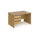 Contract 25 800mm Deep Straight Desk With 3 Drawer Pedestal & Panel Leg - Oak - NWOF