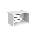 Contract 25 800mm Deep Straight Desk With 3 Drawer Pedestal & Panel Leg - White - NWOF