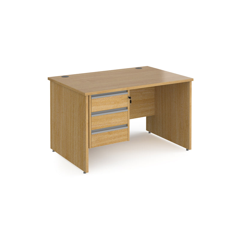 Contract 25 800mm Deep Straight Desk With 3 Drawer Pedestal & Panel Leg - Oak - NWOF