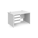Contract 25 800mm Deep Straight Desk With 3 Drawer Pedestal & Panel Leg - White - NWOF