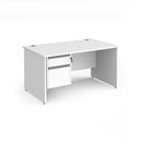 Contract 25 800mm Deep Straight Desk With 2 Drawer Pedestal & Panel Leg - White - NWOF
