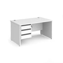 Contract 25 800mm Deep Straight Desk With 3 Drawer Pedestal & Panel Leg - White - NWOF