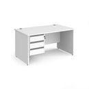 Contract 25 800mm Deep Straight Desk With 3 Drawer Pedestal & Panel Leg - White - NWOF