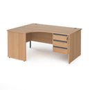 Contract 25 Ergonomic Desk With Panel Leg & 3 Drawer Pedestal - Beech - NWOF