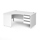Contract 25 Ergonomic Desk With Panel Leg & 3 Drawer Pedestal - White - NWOF
