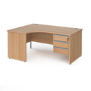 Contract 25 Ergonomic Desk With Panel Leg & 3 Drawer Pedestal - Beech - NWOF