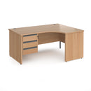 Contract 25 Ergonomic Desk With Panel Leg & 3 Drawer Pedestal - Beech - NWOF