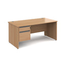 Contract 25 800mm Deep Straight Desk With 2 Drawer Pedestal & Panel Leg - Beech - NWOF