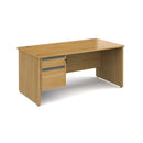 Contract 25 800mm Deep Straight Desk With 2 Drawer Pedestal & Panel Leg - Oak - NWOF