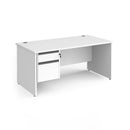 Contract 25 800mm Deep Straight Desk With 2 Drawer Pedestal & Panel Leg - White - NWOF
