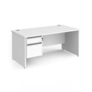 Contract 25 800mm Deep Straight Desk With 2 Drawer Pedestal & Panel Leg - White - NWOF