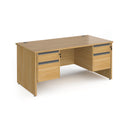 Contract 25 800mm Deep Straight Desk With 2 and 2 Drawer Pedestals & Panel Leg - Oak - NWOF