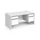 Contract 25 800mm Deep Straight Desk With 2 and 2 Drawer Pedestals & Panel Leg - White - NWOF